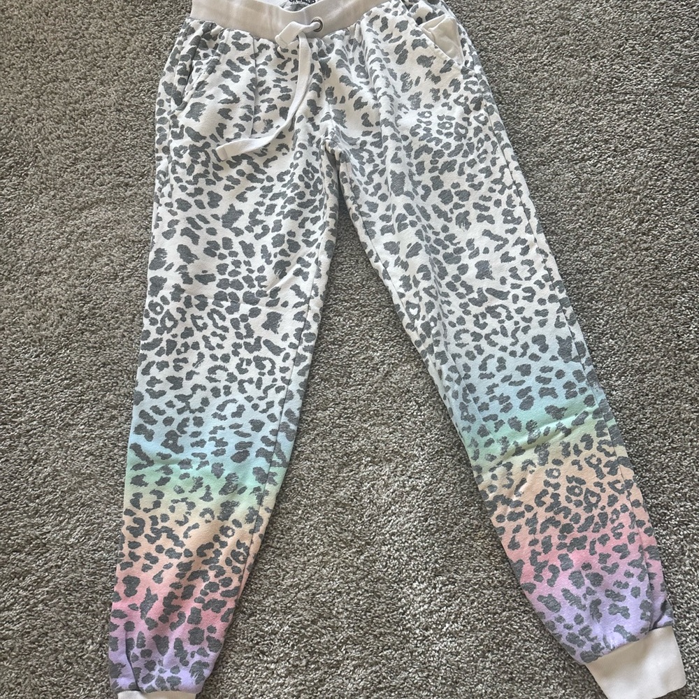CHRLDR Gray Leopard Print Joggers with Pastel Ombre